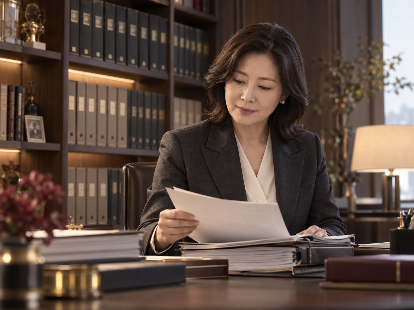 자료를 검토하는 변호사