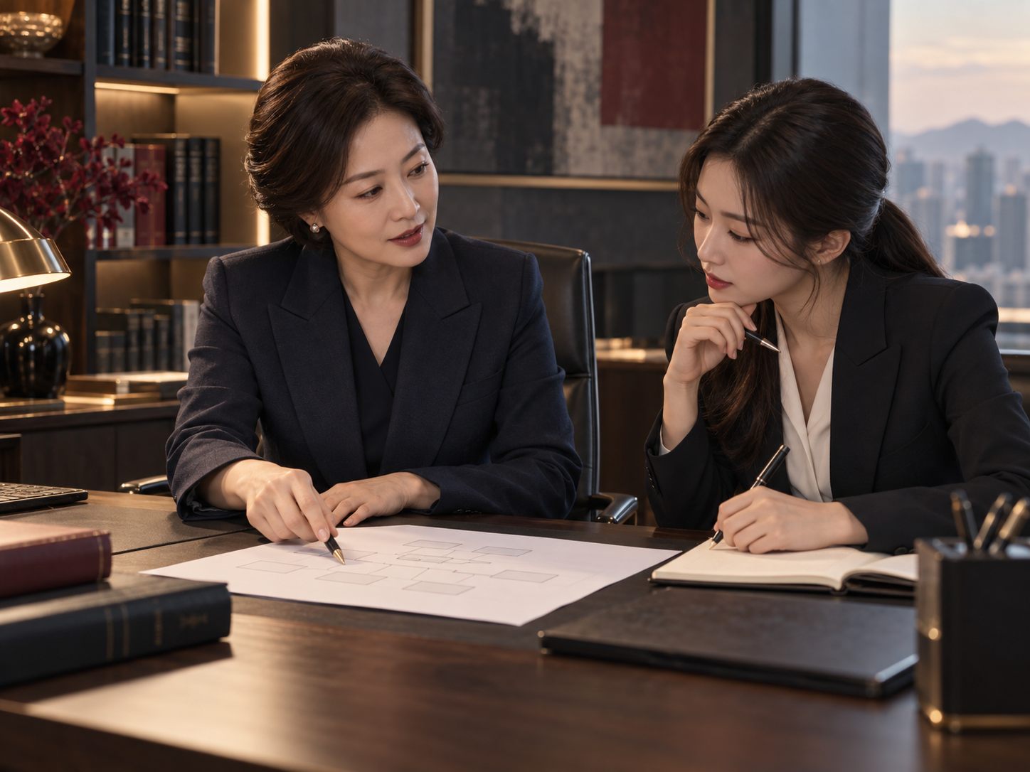 의뢰인과 마주 앉아 상담하는 모습